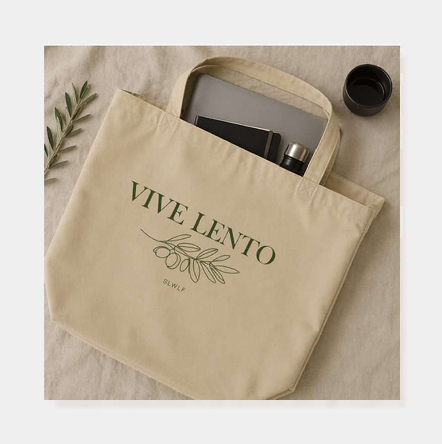 Tote Large | Vive Lento (Oliva) Edición Orgánica