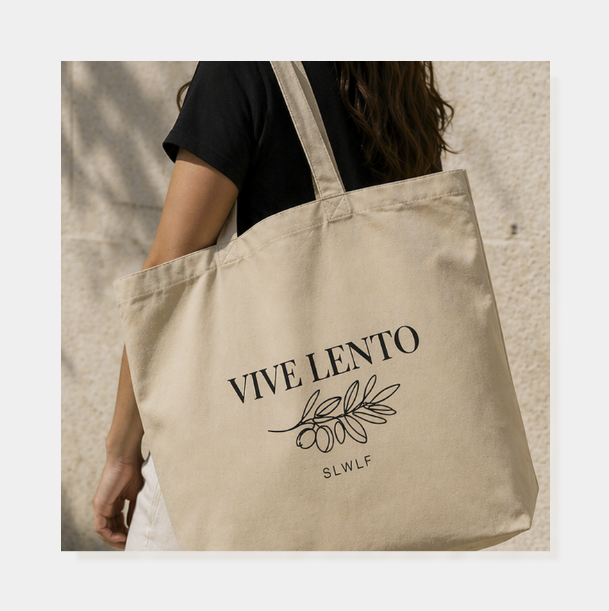 Tote Large | Vive Lento (Negro) Edición Orgánica