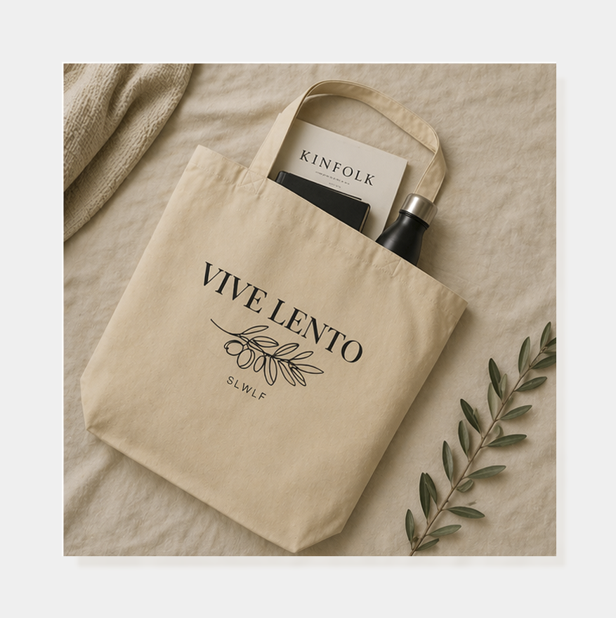 Tote Large | Vive Lento (Negro) Edición Orgánica